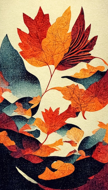Abstraktes Design von stilisierten Herbstblättern Dekorativer saisonaler Herbsthintergrund 3D-Illustration