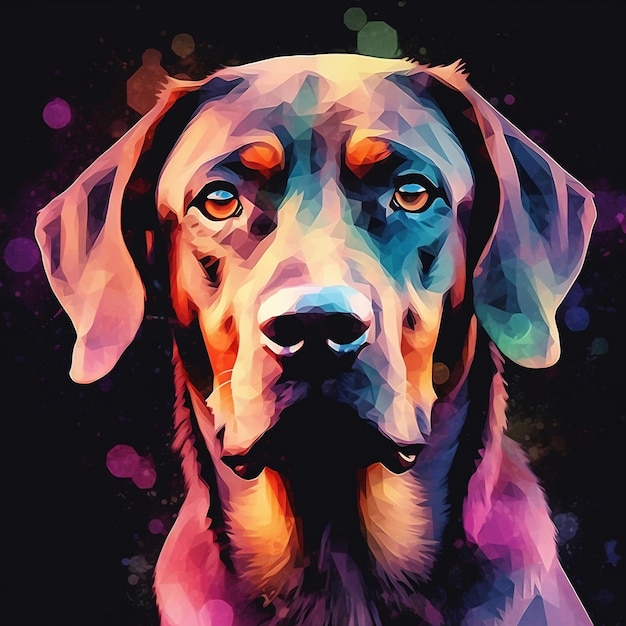 Abstraktes digitales Kunstporträt eines generativen Hundes