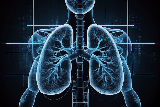 Abstraktes digitales Raster der menschlichen Lunge