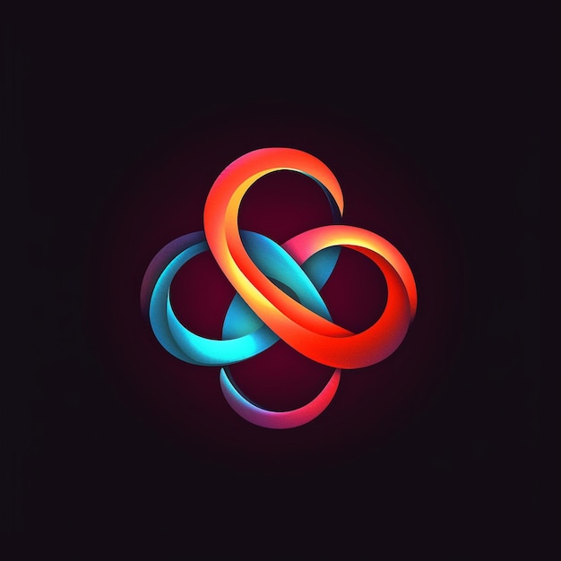 Foto abstraktes farbenfrohes logo auf dunklem, festen hintergrund