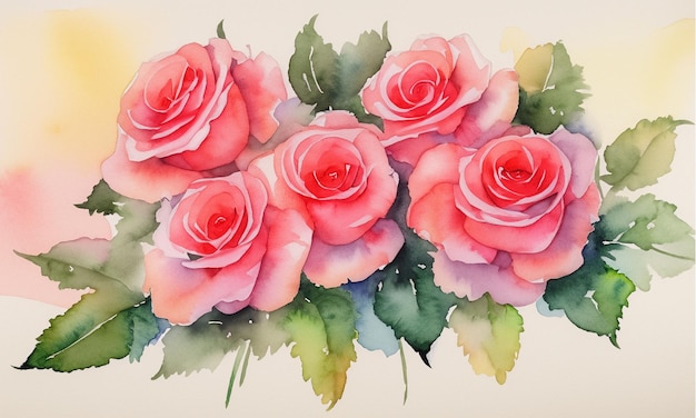 Abstraktes farbenfrohes Rose-Hintergrund-Wasserfarben-Rose-Muster