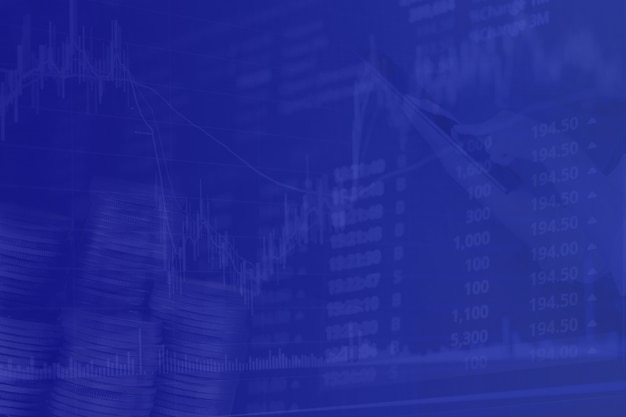 Abstraktes Finanzleuchterdiagramm mit Liniendiagramm und Bestandsnummern