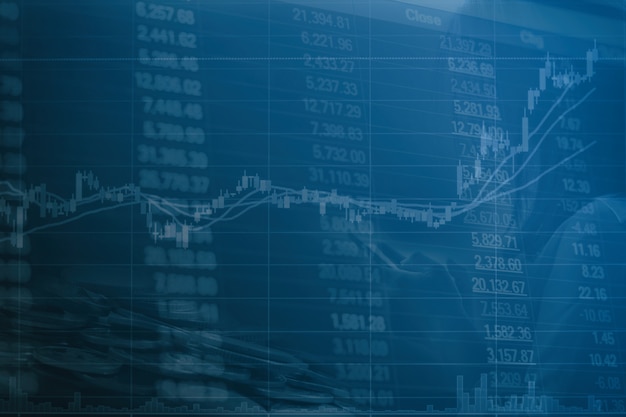 Abstraktes Finanzleuchterdiagramm mit Liniendiagramm und Bestandsnummern