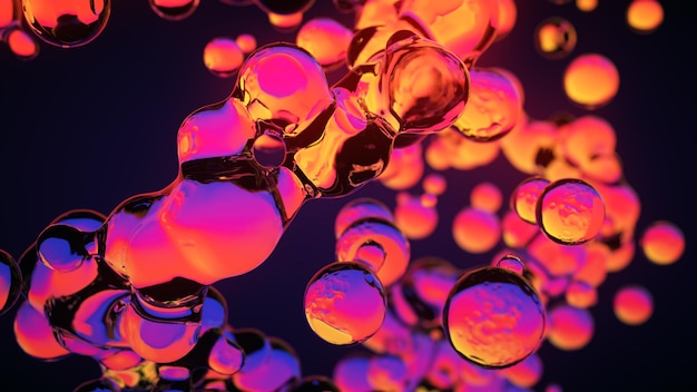 Abstraktes flüssiges Glas Neon farbiger 3D gerenderter Hintergrund