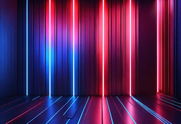 abstraktes futuristisches rot-blaues Hintergrund mit vertikaler leuchtender Neonlinie Laserstrahlsignal
