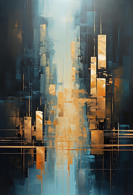 abstraktes Gemälde der Stadt-Skyline