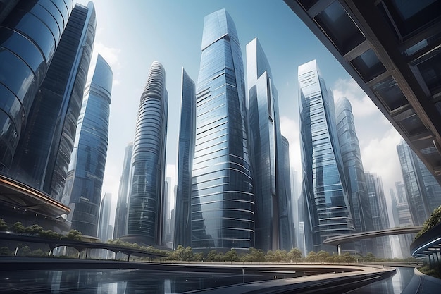 Abstraktes Geschäft moderne Stadt urbane futuristische Architektur Hintergrund