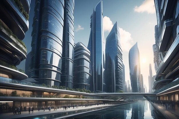 Abstraktes Geschäft moderne Stadt urbane futuristische Architektur Hintergrund