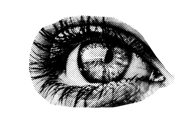 Abstraktes Halftone-Eye-Collage-Element, ein trendiges Grunge-Design-Element