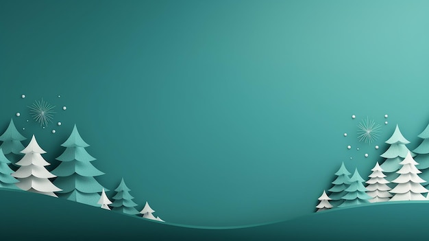 Abstraktes Hintergrunddesign für den Winter Kreatives Konzept mit Tannenbaum im Papier-Schnitt-Stil mit Kopierraum