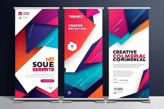 Abstraktes, kreatives Design von Banner-Vorlagen für kommerzielle Werbespots