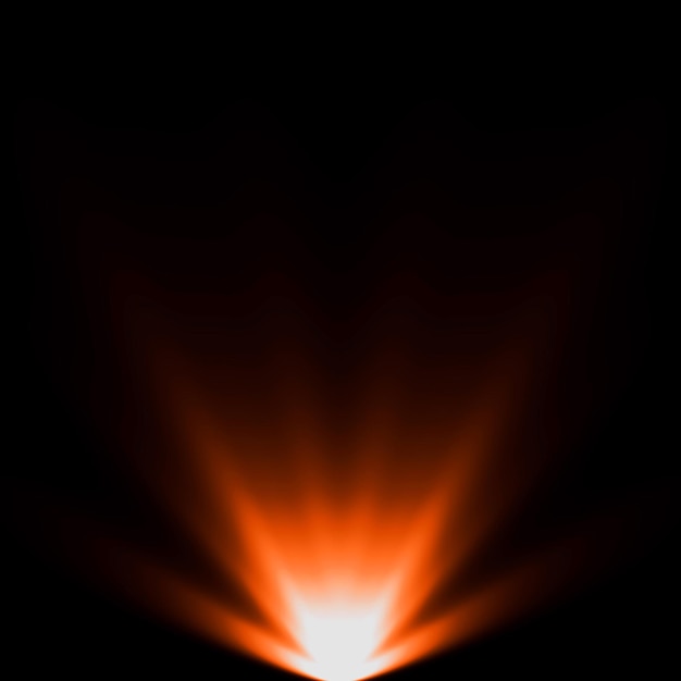 abstraktes Licht orangefarbenes Spotlicht warmer Strahl Licht-Effekt Überlagerung realistische fallende Schneeflocken Muster auf schwarz