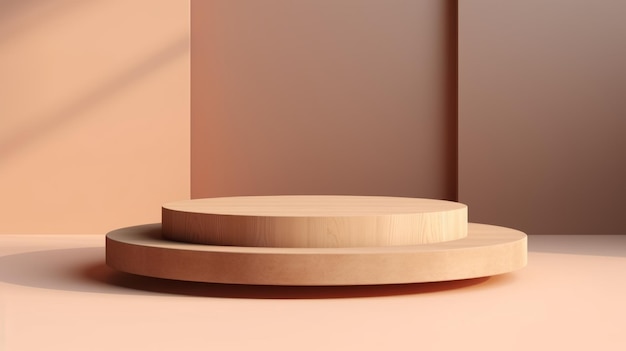 Abstraktes, minimalistisches Produktpodest aus Holz.