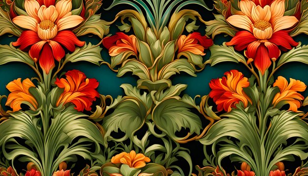 Abstraktes nahtloses Blumenmuster mit Blättern im sanften Art Nouveau-Stil für das Design