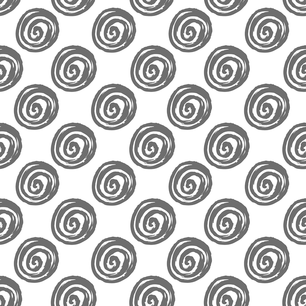 Abstraktes nahtloses Muster mit handgezeichneter runder Spiralform mit Pinsel