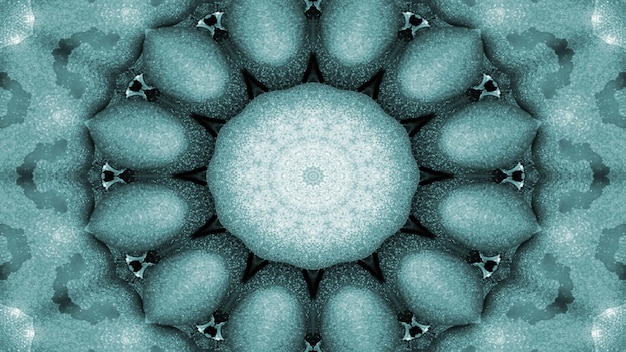 Abstraktes pflanzliches Lebensmittelkonzept symmetrisches Muster dekorative dekorative Kaleidoskopbewegung geometrische Kreis- und Sternformen