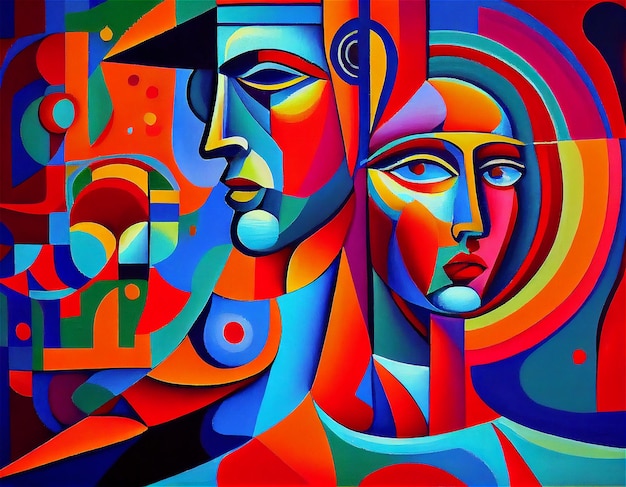Abstraktes Porträt eines Mannes und einer Frau