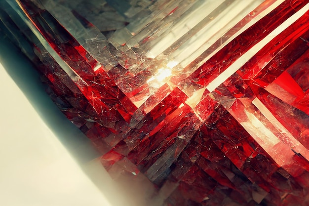 Abstraktes rotes Kristall- und Felsengeometrisches Luxusdesign 3D-Illustration