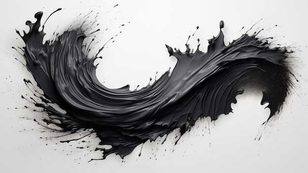 Abstraktes Schwarz in Spritzfarbe Pinselstriche Fleck Grunge isoliert auf weißem Hintergrund KI generieren