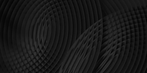 Foto abstraktes schwarzes kreisförmiges subtiles geometrisches muster. 3d-rendering-illustration.