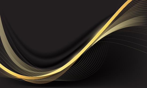 Abstraktes Schwarzgold Licht Luxus Wellenkurven-Design moderner kreativer Hintergrundvektor
