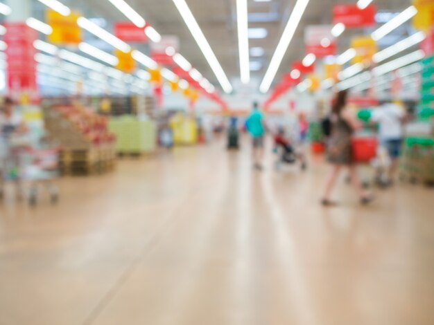 Abstraktes verschwommenes Supermarkt-, städtisches Lebensstilkonzept. Flacher DOF