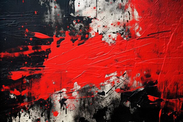 Foto abstraktes wandgemälde mit einer atemberaubenden roten und schwarzen farbpalette