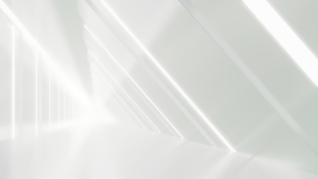 Foto abstraktes weißes futuristisches dreieck-tunnel-architektur-design-konzept 3d-rendering