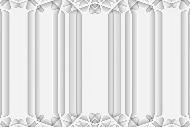 Abstraktes weißes längliches Spinnennetzmuster, gestrecktes symmetrisches Muster. 3D-Muster
