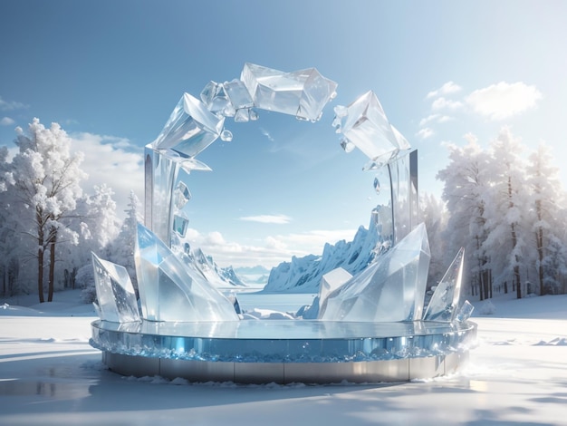 Abstraktes Winterwunderland 3D-Rendering eines eisbedeckten Hintergrunds