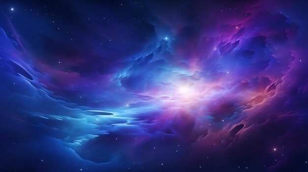 Foto abstraktes wirbelndes galaxiennebel und kosmischer staub konvergieren in richtung eines leuchtenden zentrums