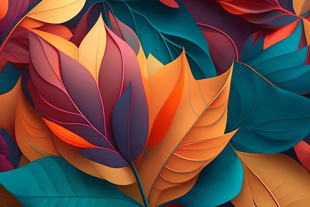 Abstraktion von Blättern und Blütenblättern auf einem Hintergrund mit sanften Farbübergängen