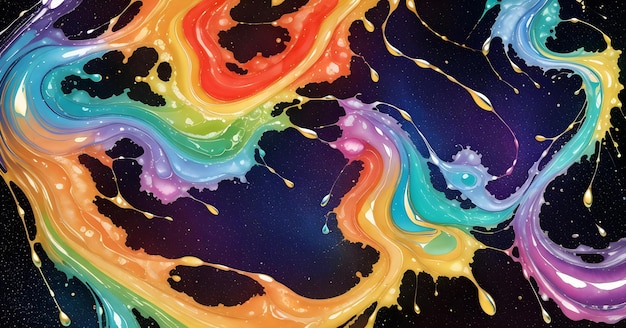 Abstraktion von Strömen flüssiger Farben unterschiedlicher Farbrichtungen und -formen
