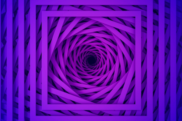 Abstrata textura roxa pastel mínima tridimensional de um conjunto de bordas retas de etapas em espiral. ilustração 3d