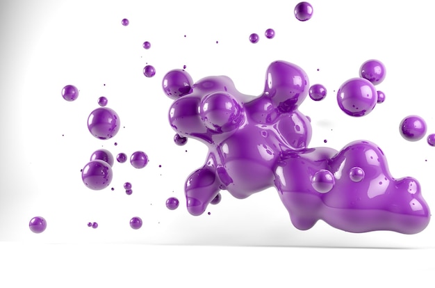 Abstrato 3d ilustração gradiente colorido gota líquida sobre o líquido background.purple branco ou vinho.