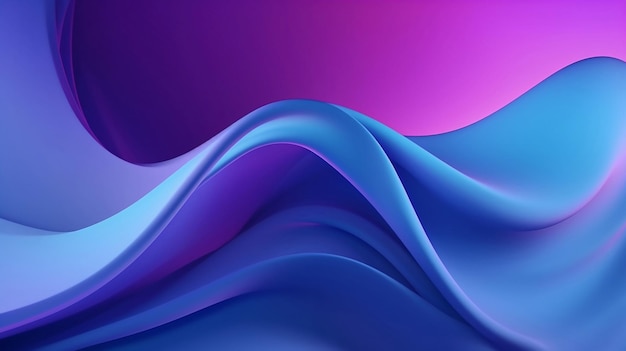 Abstrato 3D lindo gradiente azul e roxo e fundo de cetim ondulado