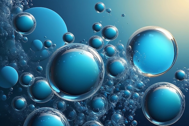 Abstrato azul com bolhas pequenas e grandes