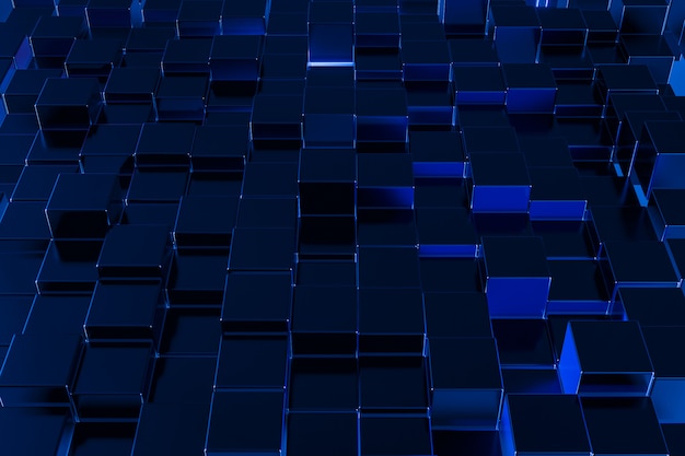 Foto abstrato azul cubo partícula fundo construção bloco tecnologia computador