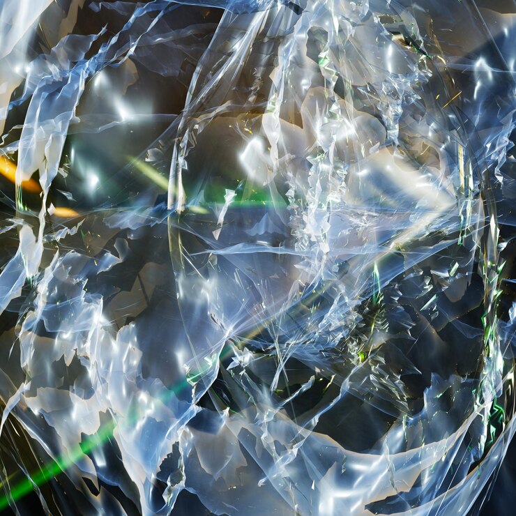 Foto abstrato base de plástico azul com linhas suaves leves em renderização 3d para o conceito de capas