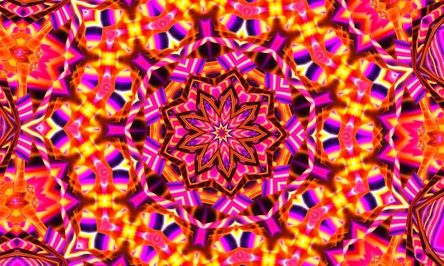 Abstrato base ultra rosa, flores tropicais Buganvílias com efeito caleidoscópio, padrão floral de mandala.