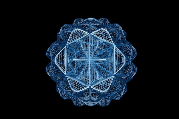 abstrato. belas esferas de poliedros poligonais consistindo de neon iluminado de grade