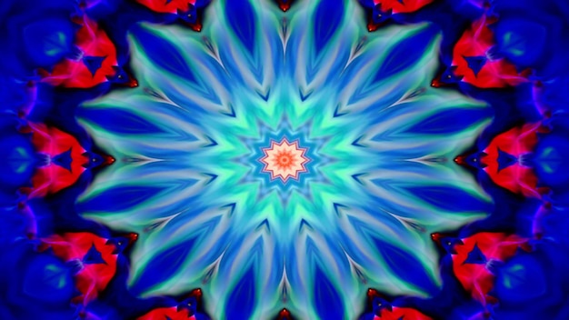 Abstrato colorido brilhante e hipnótico conceito padrão simétrico ornamental decorativo caleidoscópio movimento círculo geométrico e formas de estrela