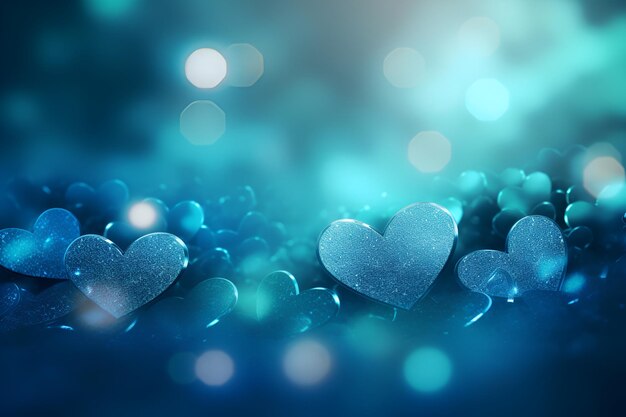Abstrato com corações azuis bokeh gradiente azul dia dos namorados dia dos pais dia das mães bandeira conceito AI gerada