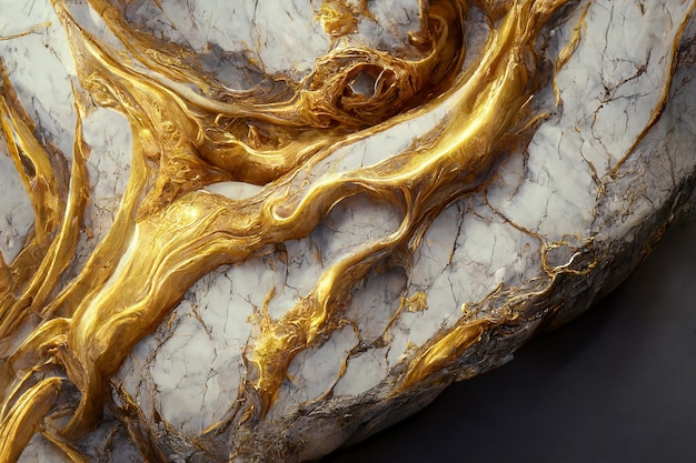 Abstrato com ondas douradas em mármore