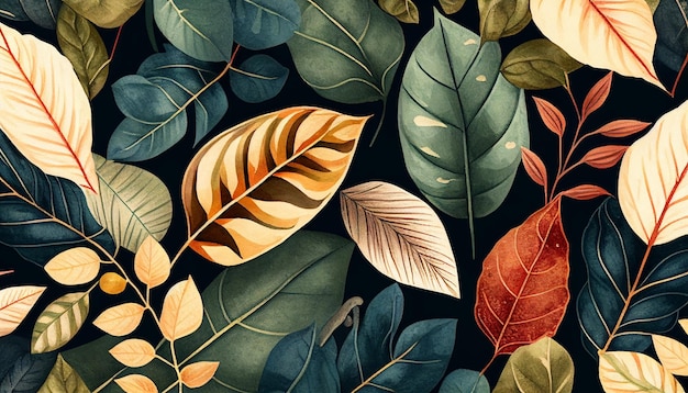 Abstrato cor de água arte tropical folhas e galhos de fundo Bom para banner de convite de capa generative AI
