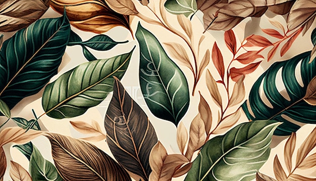 Abstrato cor de água arte tropical folhas e galhos de fundo Bom para banner de convite de capa generative AI