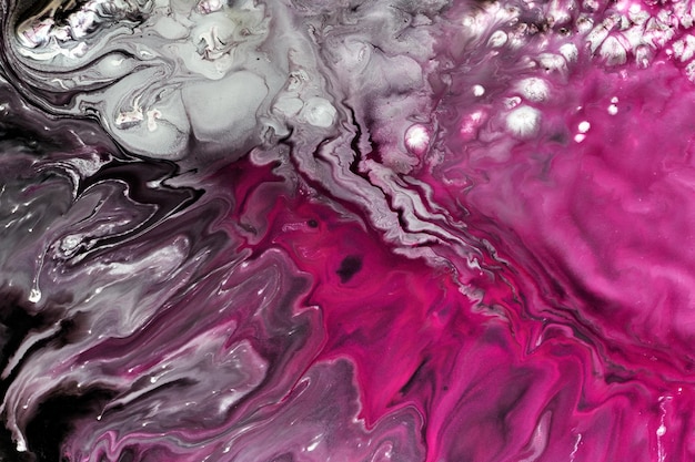 Abstrato criativo multicolorido Tinta de álcool preto rosa Ondas manchas manchas e pinceladas de textura de mármore de tinta