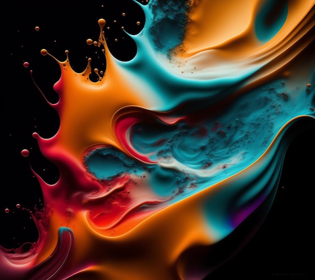 Abstrato de cores vibrantes a óleo com ondas sobrepostas de cores brilhantes geradas por Ai