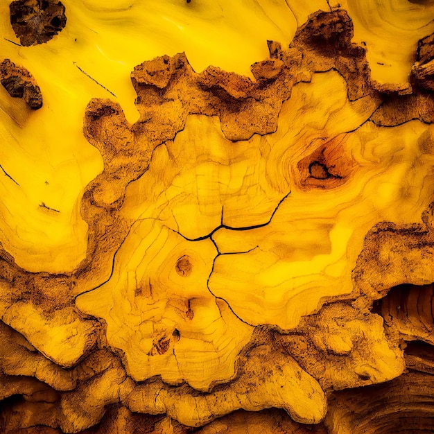 Foto abstrato de superfície de madeira de burl amarelo