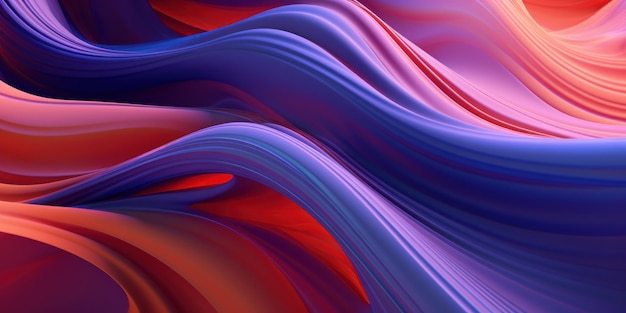 Abstrato dinâmico com ondas giratórias de azul e vermelho